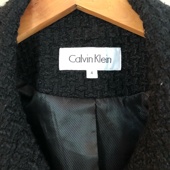 Textured Calvin Klein Belted Pea Coat - Picture 3 of 5